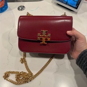 Tory Burch eleanor Wine Red Crossbody Bag with Gold Chain